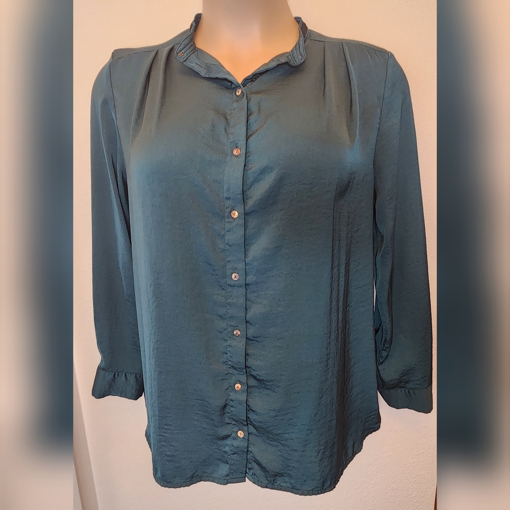 H&M Teal Button-Down Shirt - image 1